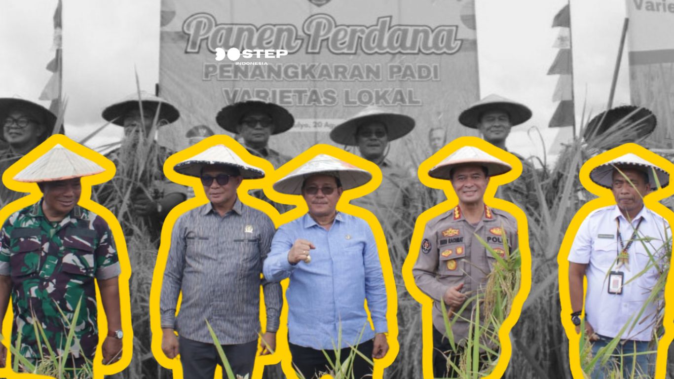 Wakil Gubernur Kalimantan Utara (Kaltara), Ingkong Ala melakukan Panen Perdana Penangkaran Padi Varietas Lokal di Lahan Usaha (LU) 1, Desa Wonomulyo, Tanjung Palas Timur, Rabu (20/8). 